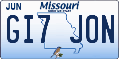 MO license plate GI7J0N