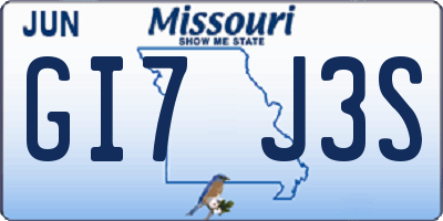 MO license plate GI7J3S