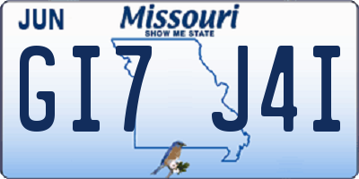MO license plate GI7J4I