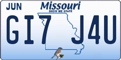 MO license plate GI7J4U