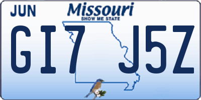 MO license plate GI7J5Z