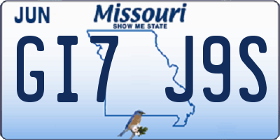 MO license plate GI7J9S