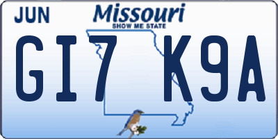 MO license plate GI7K9A