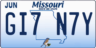 MO license plate GI7N7Y