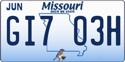 MO license plate GI7O3H