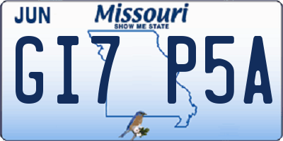 MO license plate GI7P5A