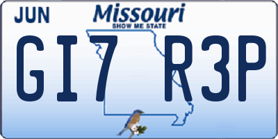 MO license plate GI7R3P