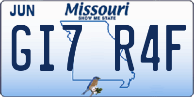 MO license plate GI7R4F