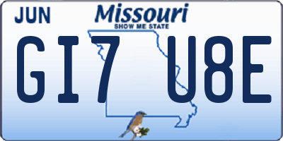 MO license plate GI7U8E