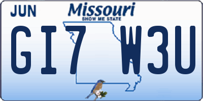 MO license plate GI7W3U