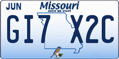 MO license plate GI7X2C