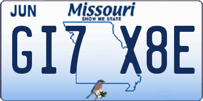 MO license plate GI7X8E