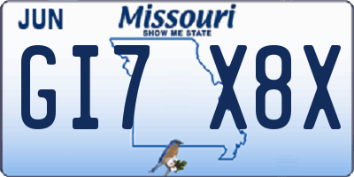 MO license plate GI7X8X