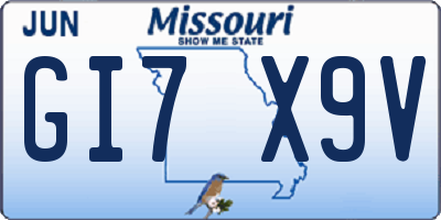 MO license plate GI7X9V