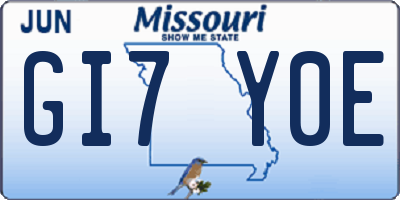 MO license plate GI7Y0E