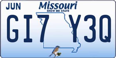 MO license plate GI7Y3Q
