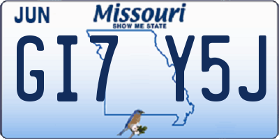 MO license plate GI7Y5J