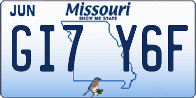 MO license plate GI7Y6F