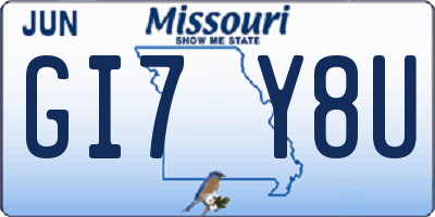 MO license plate GI7Y8U