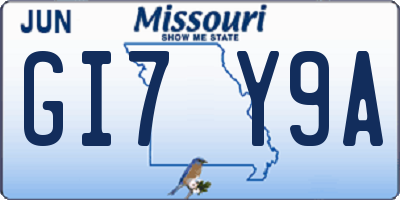 MO license plate GI7Y9A