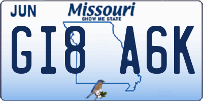 MO license plate GI8A6K