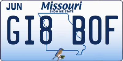 MO license plate GI8B0F