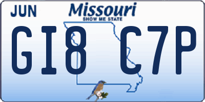 MO license plate GI8C7P