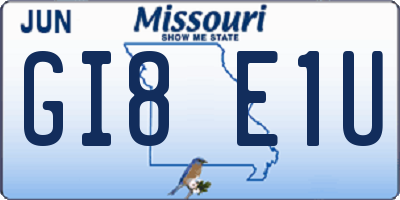 MO license plate GI8E1U