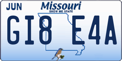 MO license plate GI8E4A