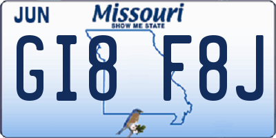 MO license plate GI8F8J