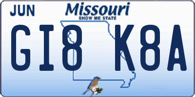 MO license plate GI8K8A