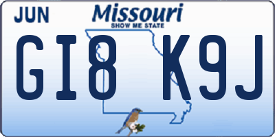 MO license plate GI8K9J