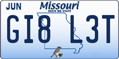 MO license plate GI8L3T