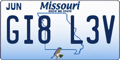MO license plate GI8L3V