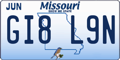 MO license plate GI8L9N