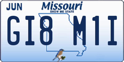 MO license plate GI8M1I