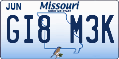 MO license plate GI8M3K