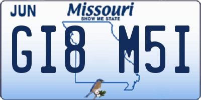 MO license plate GI8M5I