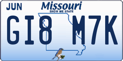 MO license plate GI8M7K
