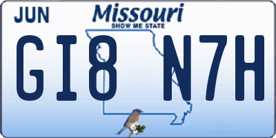 MO license plate GI8N7H