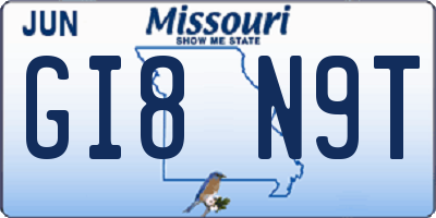 MO license plate GI8N9T