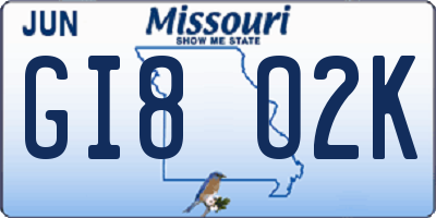 MO license plate GI8O2K