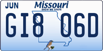 MO license plate GI8O6D