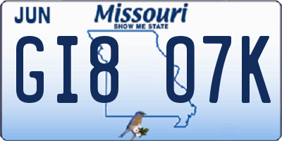MO license plate GI8O7K