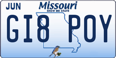 MO license plate GI8P0Y