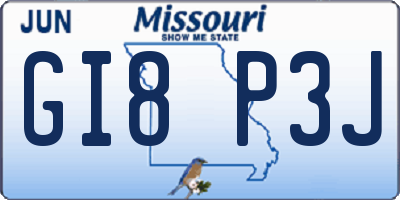 MO license plate GI8P3J
