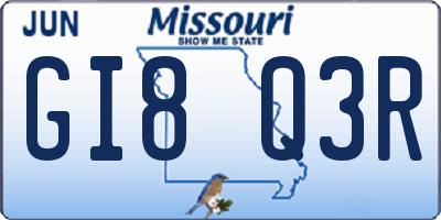 MO license plate GI8Q3R