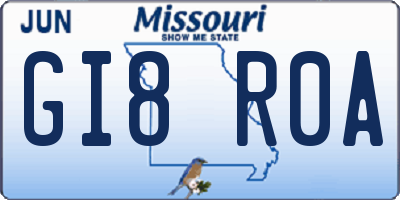 MO license plate GI8R0A