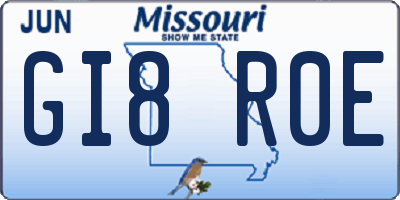 MO license plate GI8R0E