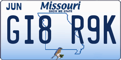 MO license plate GI8R9K